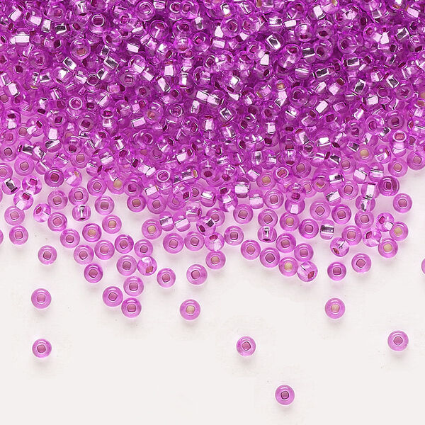 Seed bead, Preciosa Ornela Czech glass, pkg/50g, #11 rocaille, transparent silver-lined dark purple, (18228). image number 0