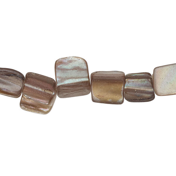 Mother-of-pearl shell 1pkg1, triangle tube bead 14 inch taupe AB 6x6mm-12x10mm image number 0