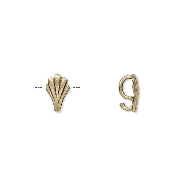 Bail, pendant, antiqued brass, 9x5.5mm shell with hidden loop. Sold per pkg of 4. image number 0