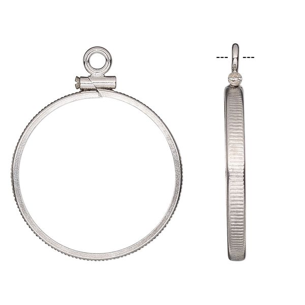 Drop, sterling silver, 25mm open round with 24mm screw-fastened flat round bezel setting. Sold individually. image number 0