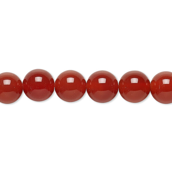 Bead, carnelian (dyed / heated), 8mm round, C grade, Mohs hardness 6-1/2 to 7. Sold per 15-1/2" to 16" strand. image number 0
