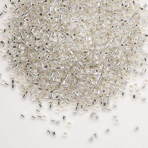 Seed bead, Delica®, glass, pkg/50g, #15 round, transparent silver-lined crystal clear (DBS-0041).