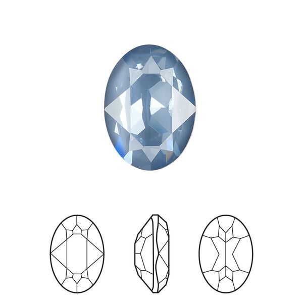 Fancy stone 48pk crystal denim ignite LacquerPRO, Swarovski® 18x13mm oval 4120 image number 0