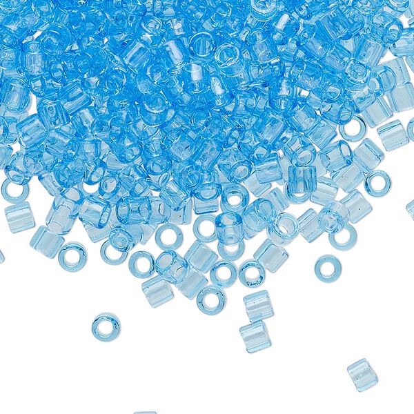 Seed bead, Delica®, glass, pkg/50g, #8 round, transparent aqua (DBL-0706). image number 0