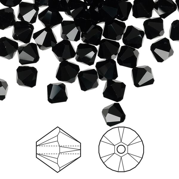 Bead 360pk jet, Crystal Passions® 6mm bicone 5328 image number 0