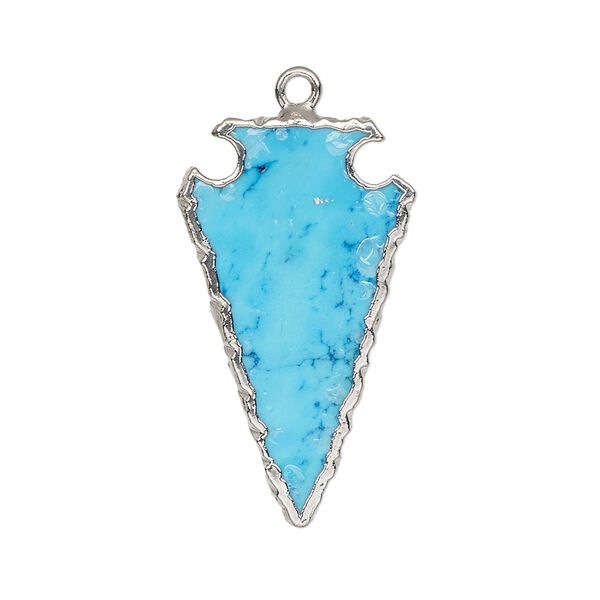 Magnesite / sterling silver 1pkg1, electroplated hand-cut arrowhead charm 30x15mm image number 0