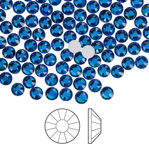 Flat back 144pk Capri blue foil back, Preciosa Viva 12® Czech crystal rhinestone 3.8-4mm chaton rose round SS16 image number 0