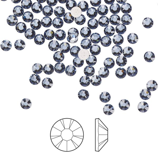 Flat back 144pk denim blue foil back, Preciosa MAXIMA Czech crystal hotfix rhinestone 3-3.2mm chaton rose round SS12 image number 0