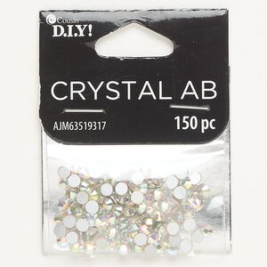 Flat back, glass, pkg/150, opaque clear AB, 3-3.2mm round, SS12.