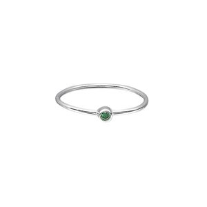 Ring, Create Compliments®, cubic zirconia and sterling silver, emerald green, 3mm wide, size 7. Sold individually.