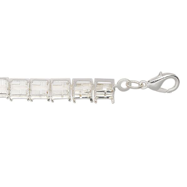 Necklace component, silver-finished brass and steel, 6mm wide cupchain with (53) SS29 settings, 20 inches with 3-inch extender chain and lobster claw clasp. Sold individually. image number 0