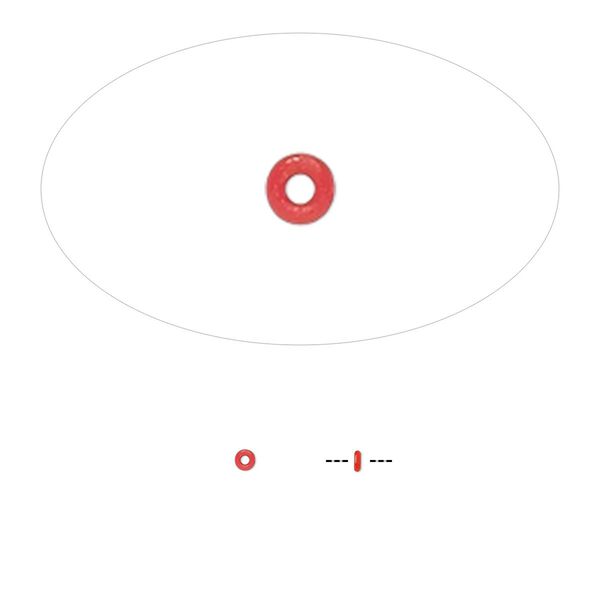 Component, Oh! Ring™, silicone, red, 1.5mm round with 0.5mm hole. Sold per pkg of 1,000. image number 0