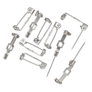 Pin back, antique silver-finished steel, 20x4.5mm with open square and locking bar. Sold per pkg of 10.