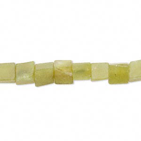 Olive new "jade" 1pkg1, cube bead natural C grade, 15.5-16 inch 6x5mm-7x7mm image number 0