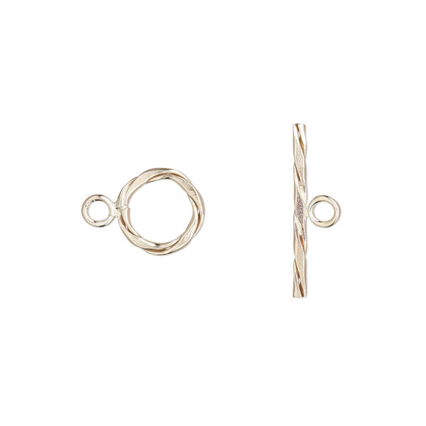 Clasp, toggle, 14Kt gold-filled, 9mm twisted round. Sold individually. image number 0