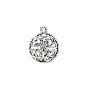 Drop, antiqued sterling silver, 13.5mm Celtic circle. Sold individually.