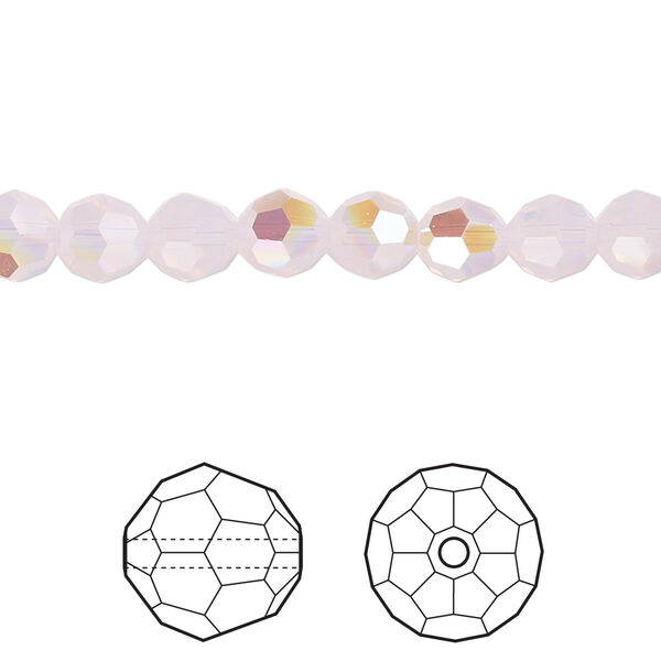 Bead 12pk rose water opal shimmer, Crystal Passions® 6mm round 5000 image number 0