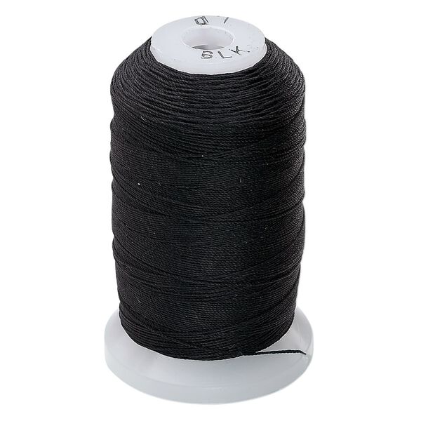 Thread, Purely Silk™, 3-ply, black, size D. Sold per 260-yard spool. image number 0