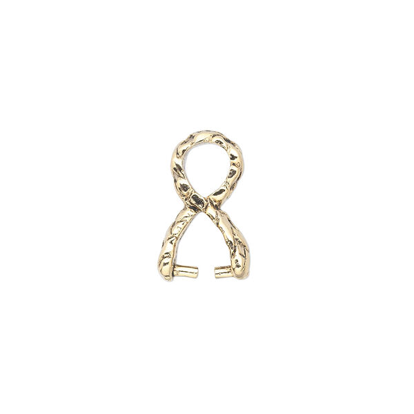 Bail, ice-pick. pewter (tin-based alloy), pkg/1, antique gold plate, 16x10mm with weave design, 5mm grip length. image number 0