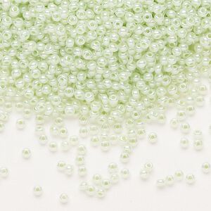 Seed bead, Preciosa Ornela Czech glass, pkg/500g, #11 rocaille, opaque luster pastel green, (37152).