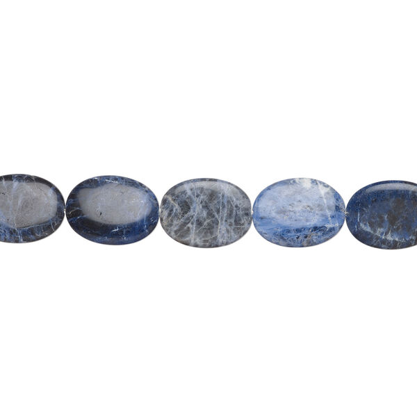 Sodalite 1pkg1, puffed oval bead natural, 15 inch 40x30mm image number 1