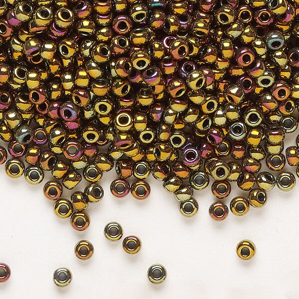 Seed bead, Miyuki, glass, pkg/50g, #8 rocaille, opaque metallic iris bronze (RR-462). image number 0