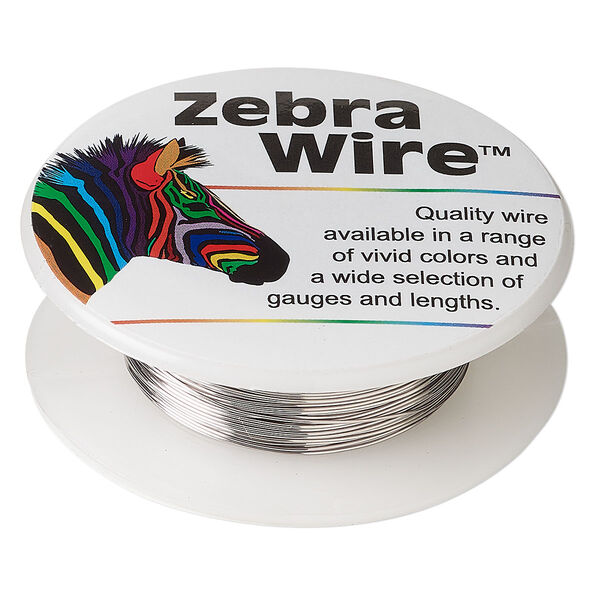 Wire, Zebra Wire™, color-coated copper, titanium, round, 26 gauge. Sold per 30-yard spool. image number 0