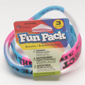 Bracelet assortment, stretch 1pkg3, rubber, multicolored, 11-12mm flat, 7.5 inch.