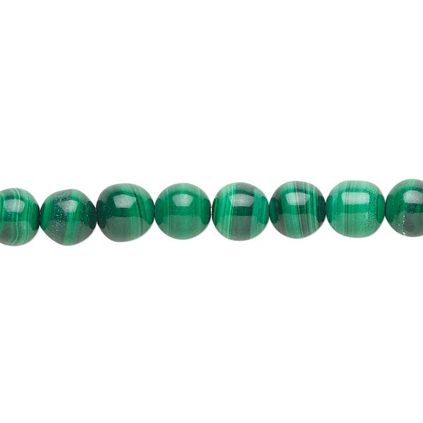 Malachite 1pkg1, round bead natural 8 inch 6mm image number 0