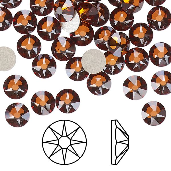 Flat back 288pk smoked amber foil back, Swarovski® 6.32-6.5mm rose round SS30 2088 image number 0