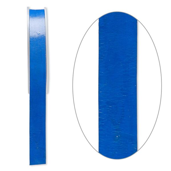 Cord, leather, blue, 16mm flat. Sold per 5-yard spool. image number 0