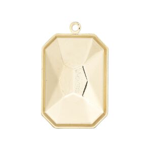 Drop, Almost Instant Jewelry®, gold-plated brass, 29x21mm rectangle with 27x18.5mm emerald-cut setting. Sold per pkg of 2.