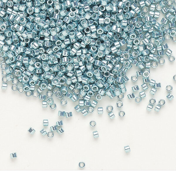 Seed bead, Delica®, glass, pkg/50g, #11 round, opaque galvanized turquoise blue (DB-0415). image number 0