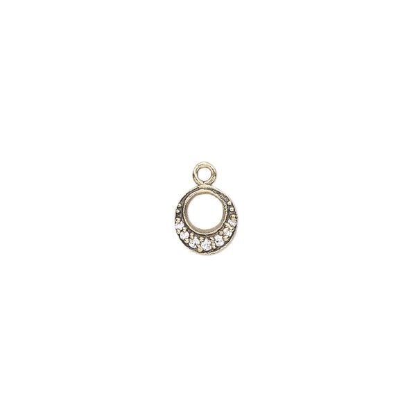 Drop, quartz crystal (natural) and antiqued brass, 7mm single-sided round go-go. Sold individually. image number 0