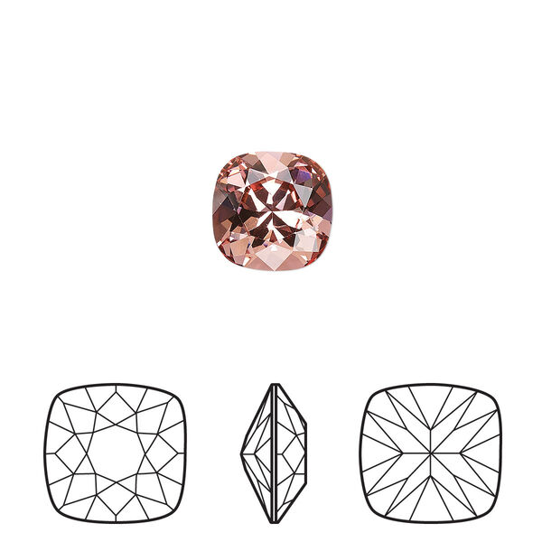 Fancy stone 2pk rose peach foil back, Crystal Passions® 10mm cushion 4470 image number 0