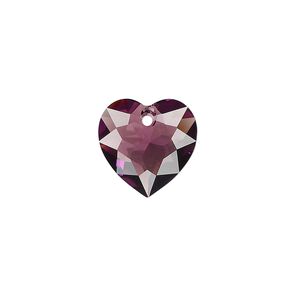 Drop 1pk amethyst, Crystal Passions® 14.5mm pendant heart cut 6432