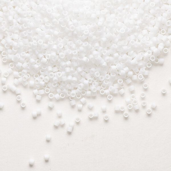 Seed bead, Delica®, glass, pkg/50g, #15 round, opaque matte rainbow chalk white (DBS-0351). image number 0