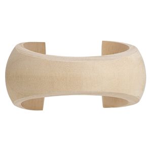 Bracelet, cuff, wood (natural), 20-41mm wide hand-carved tapered concave band, 8 inches. Sold individually.