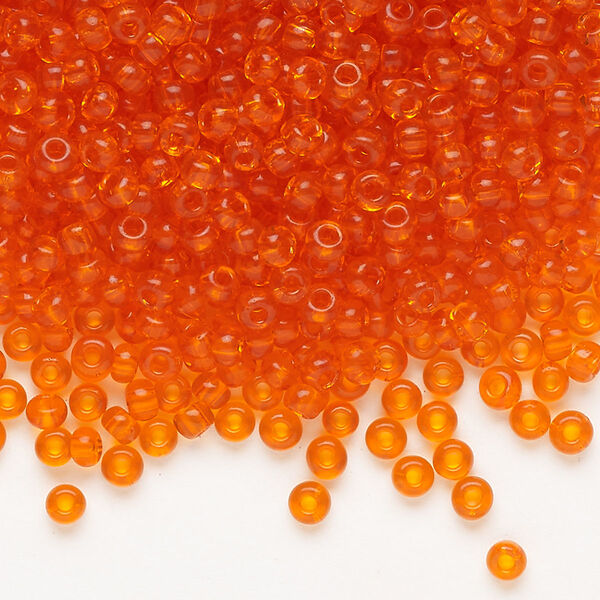Seed bead, Preciosa Ornela Czech glass, pkg/500g, #8 rocaille, transparent dark orange, (90030). image number 0