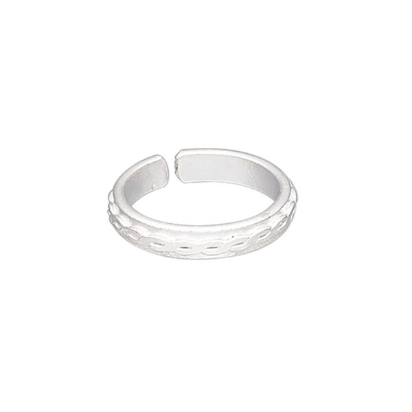 Ring, silver-plated copper, 4mm wide with braid design, adjustable. Sold individually. image number 0