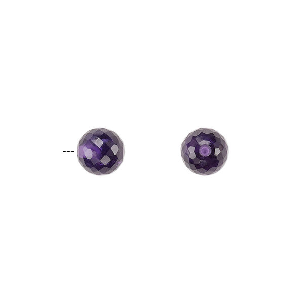 Amethyst 1pkg2, half-drilled faceted round bead natural B grade, 6mm image number 0