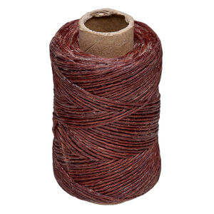 Cord, Hemptique&reg;, 4-ply waxed linen, brown (dyed), 0.5-0.8mm, 40-pound test. Sold per 50-yard spool.