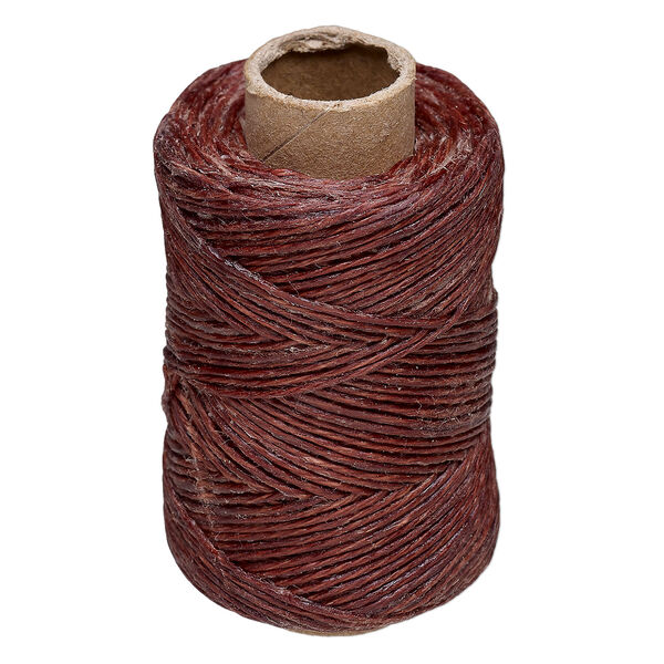 Cord, Hemptique&reg;, 4-ply waxed linen, brown (dyed), 0.5-0.8mm, 40-pound test. Sold per 50-yard spool. image number 0