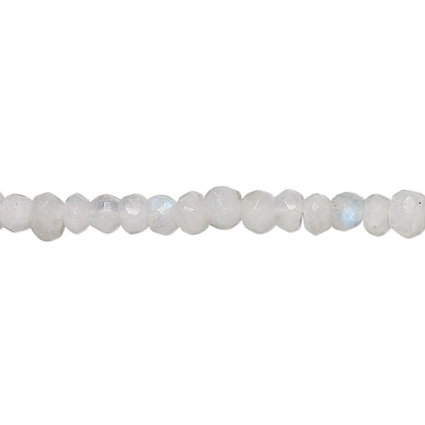 Bead, rainbow moonstone (natural), 4x2mm hand-cut faceted rondelle, B grade, Mohs hardness 6 to 6-1/2. Sold per 15-1/2" to 16" strand. image number 0