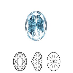 Fancy stone 1pk aquamarine foil back, Crystal Passions® 18x13mm magical oval 4160