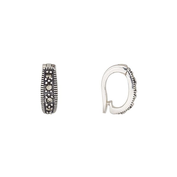 Marcasite / sterling silver 1pkg1, bail natural 12x4mm / 7mm grip length image number 0