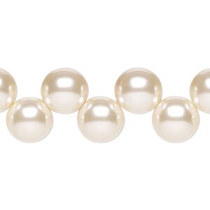 Bead, Preciosa, Czech pressed glass druk, opaque pearl, 10mm top-drilled round. Sold per pkg of 10.