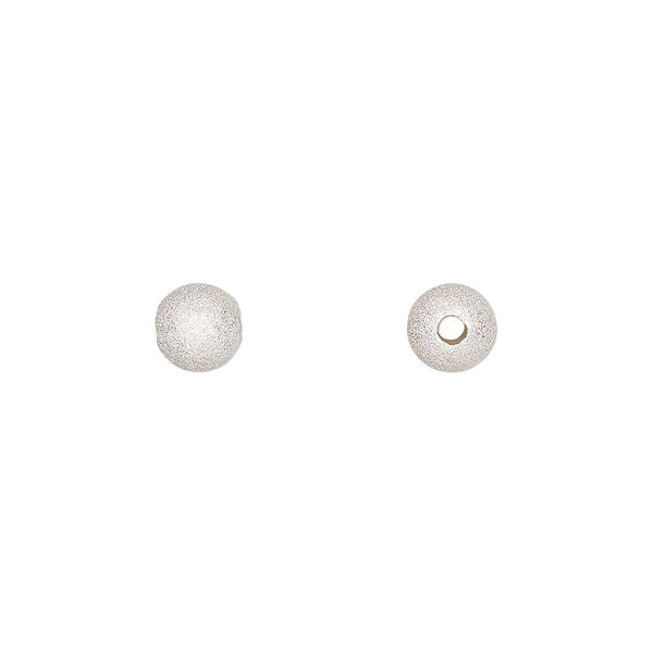 Bead, sterling silver, 6mm stardust round. Sold per pkg of 2. image number 0