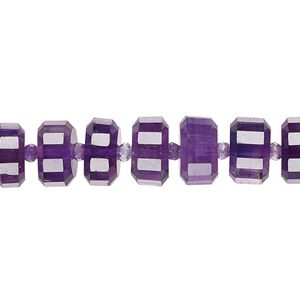 Amethyst 1pkg10, hand-cut faceted drum bead natural graduated 8x5mm-10x6mm
