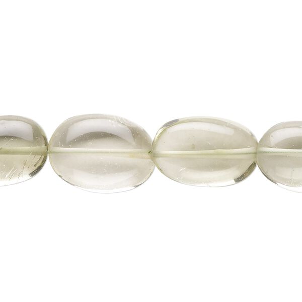 Green quartz 1pkg1, hand-cut puffed oval bead 7 inch 11x10mm-19x13mm image number 0